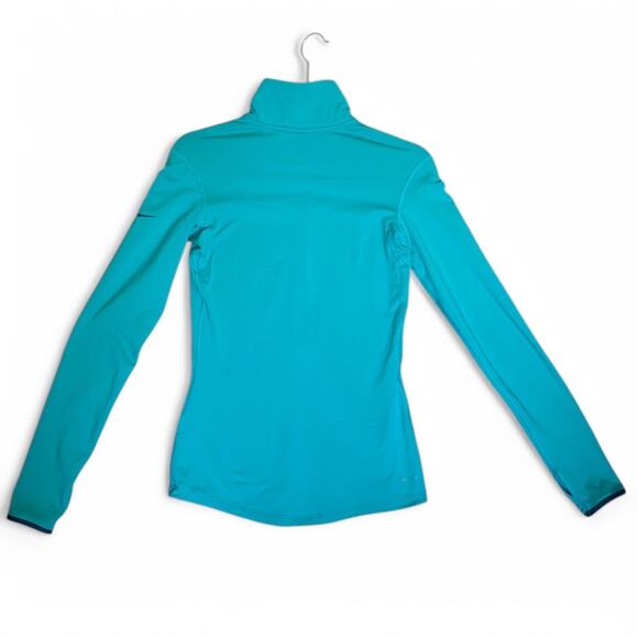 Nike Pro Dri-Fit Half Zip Mock Neck Women’s-Turquoise/Aqua-Size Small - Picture 2 of 12